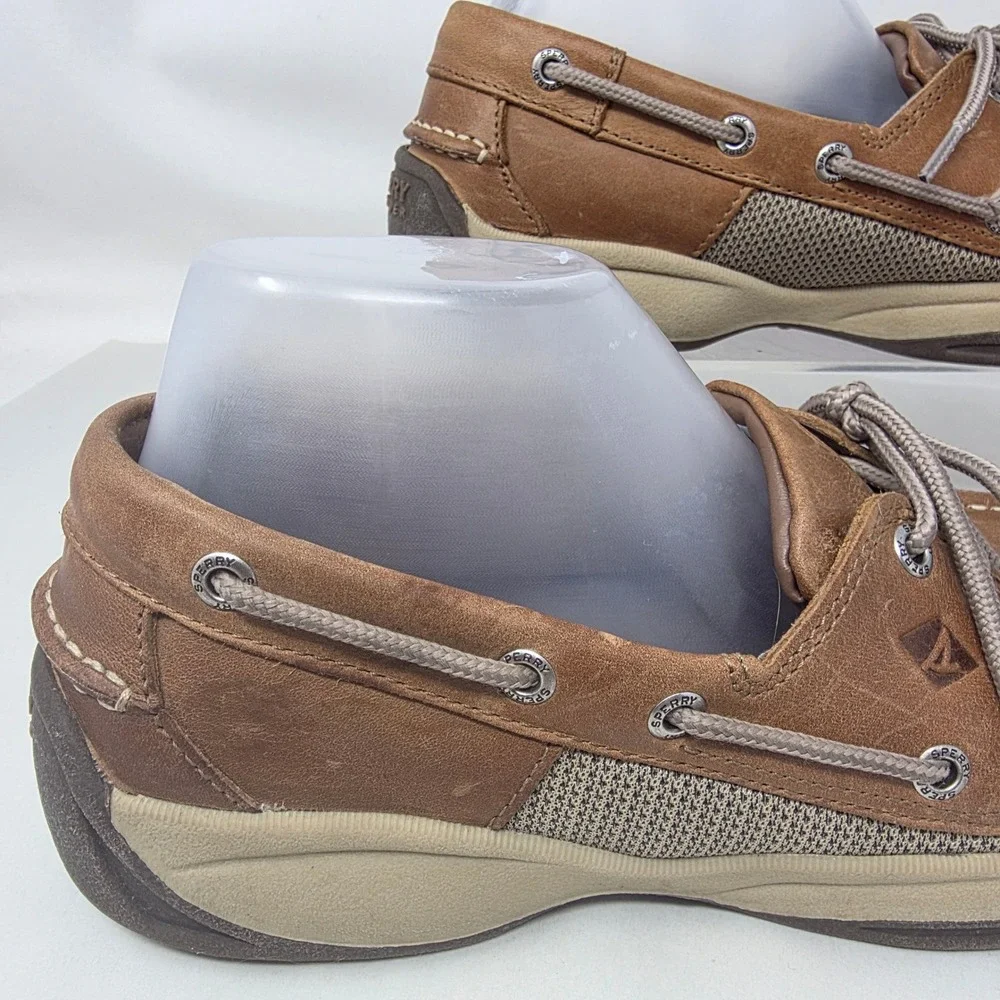 Sperry Billfish Boat Shoes Mens 9 M Tan Leather Mesh Loafers STS22664 Good